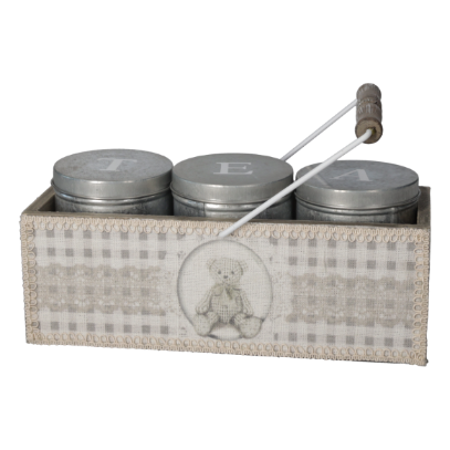 CESTINO CON BARATTOLI CONTENITORE