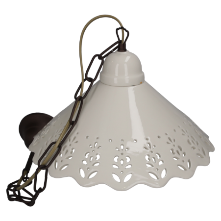 LAMPADARIO IN CERAMICA CON CATENA IN METALLO