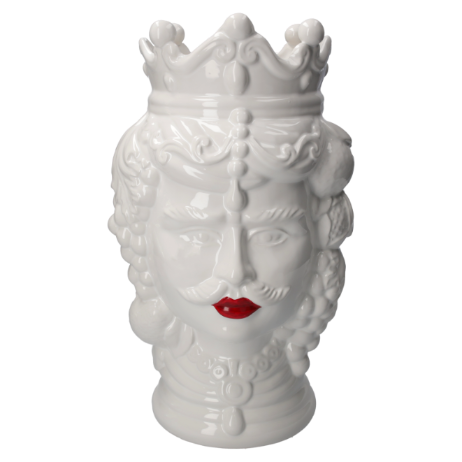VASO TESTA DONNA BIANCO CON LABBRA ROSSE IN CERAMICA