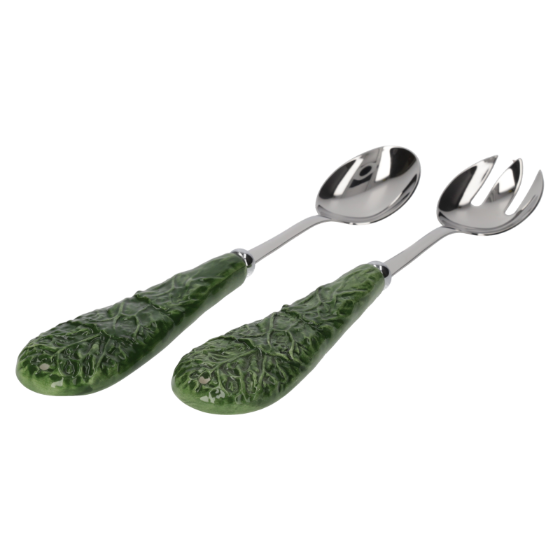 COPPIA DI POSATE VERZA IN CERAMICA