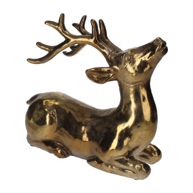 CERVO DORATO SEDUTO DECORATIVO