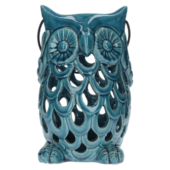 GUFO PORTA CANDELE TURCHESE