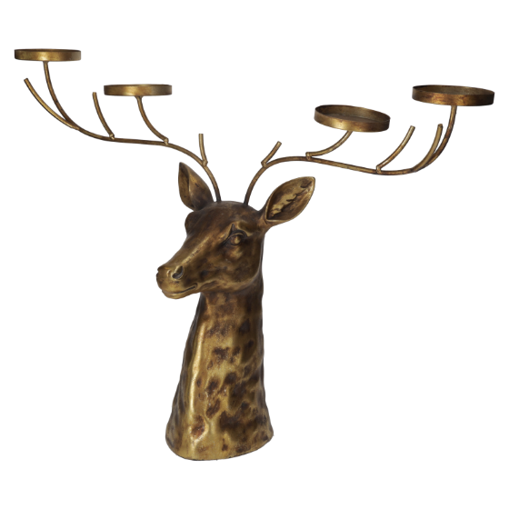 PORTACANDELE A CERVO DORATO