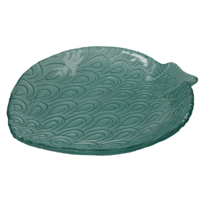 PIATTO PESCE SQUAME DECORATIVO IN VETRO