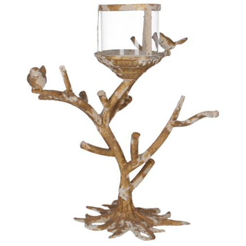 PORTA CANDELE CON UCCELLINI