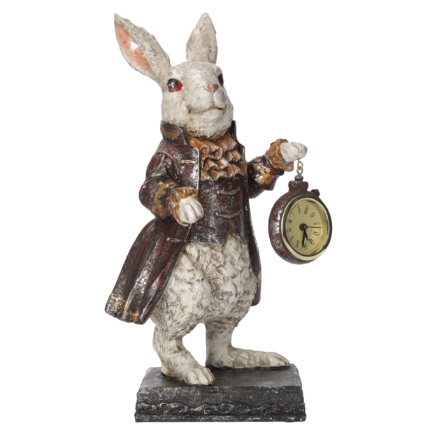 CONIGLIO CON OROLOGIO IN RESINA