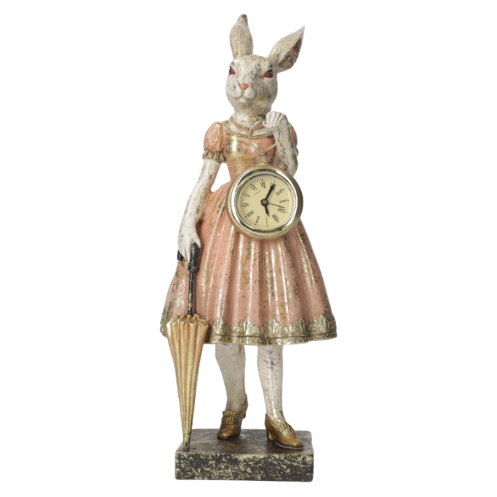 CONIGLIETTA IN RESINA CON OROLOGIO