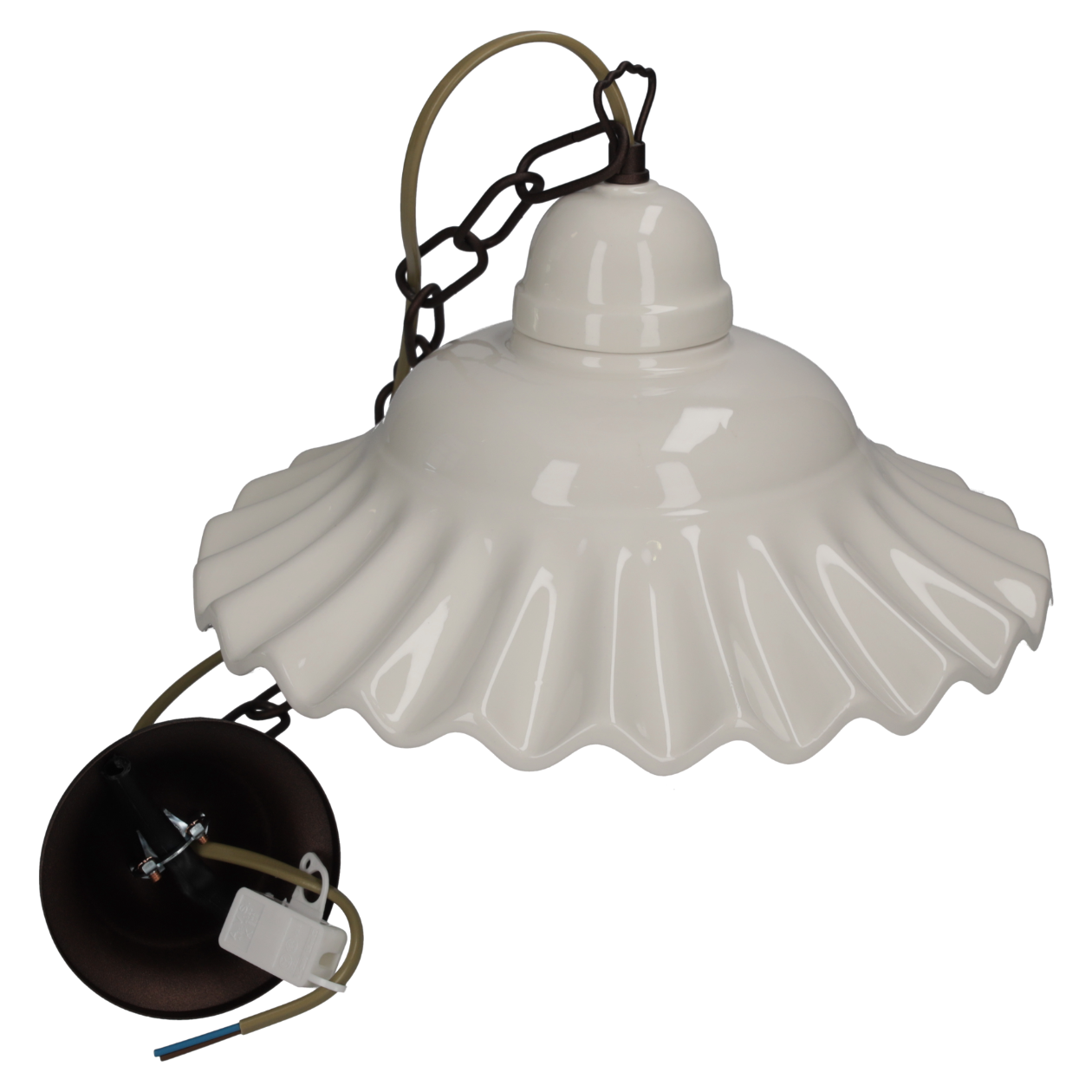 LAMPADARIO IN CERAMICA CON CATENA IN METALLO