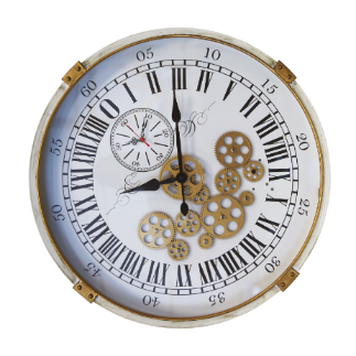 OROLOGIO DECORATIVO WHITE INGRANAGGI GOLD