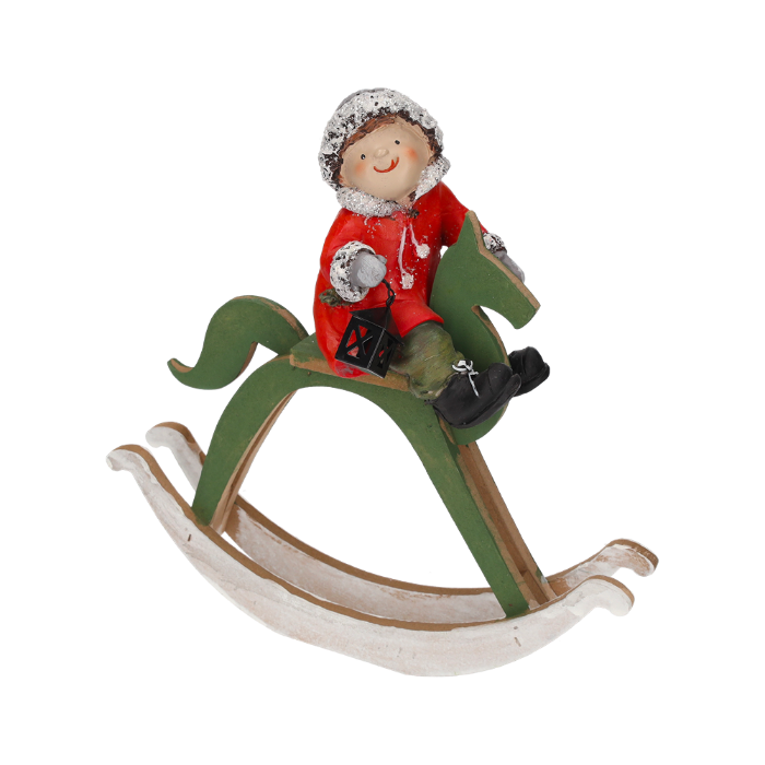 BIMBA RED IN RESINA CON CAVALLO