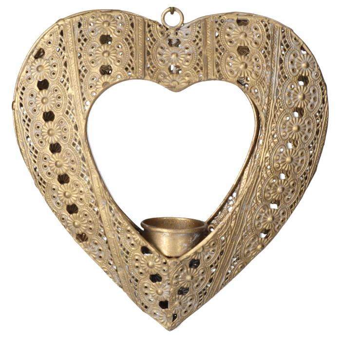 PORTA CANDELE DECORATIVO A CUORE