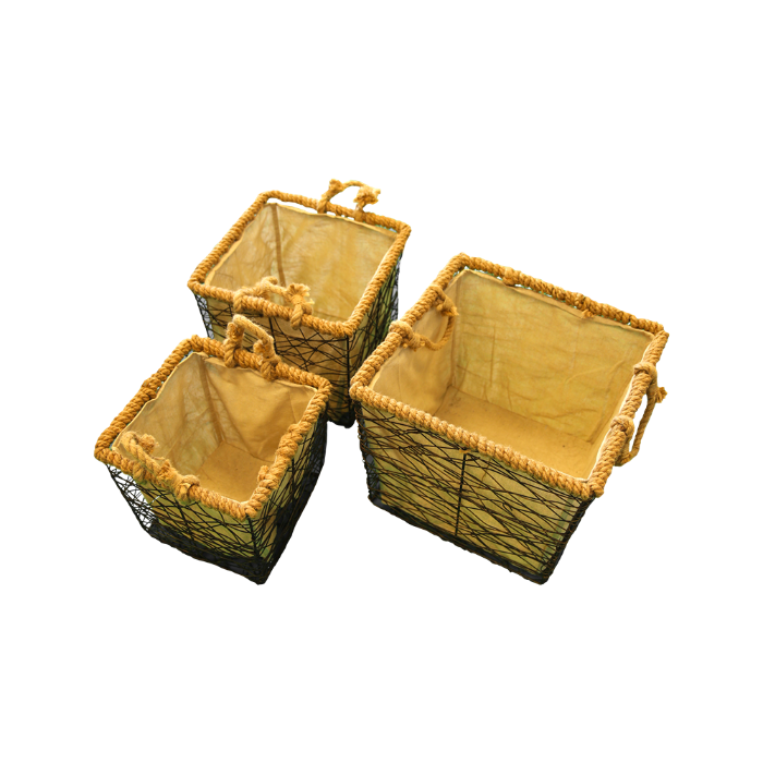 TRIS CESTI DECORATIVI IN JUTA
