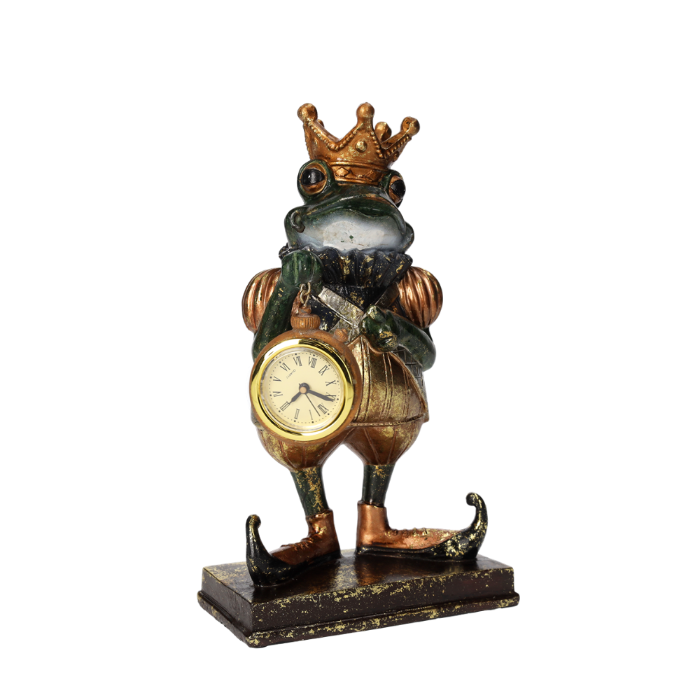 RANOCCHIO CON OROLOGIO IN RESINA