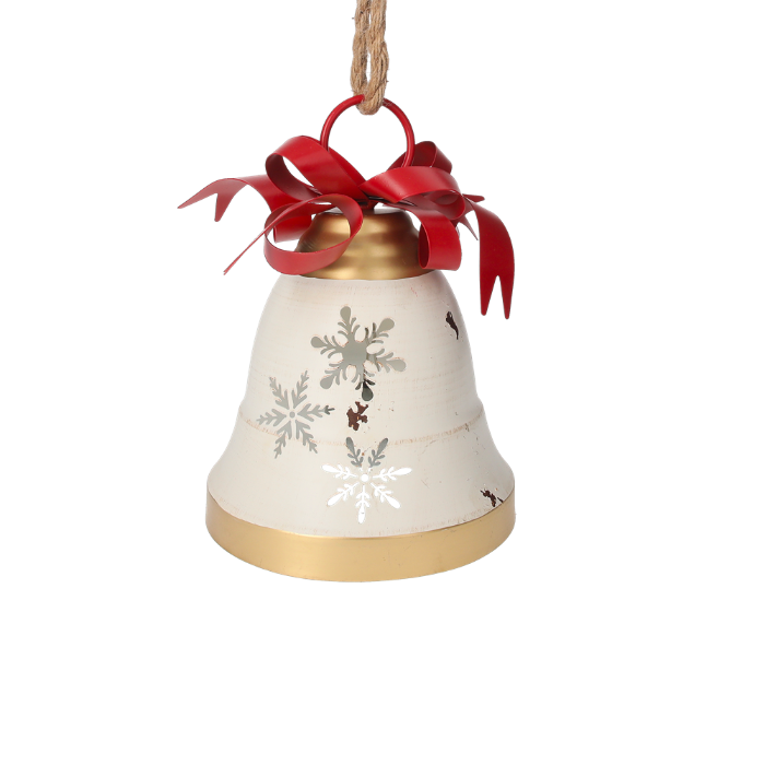 CAMPANA NATALIZIA BIANCA FIOCCO ROSSO