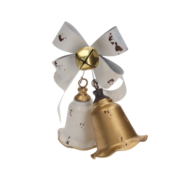 FIOCCO CON DUE CAMPANE IN METALLO