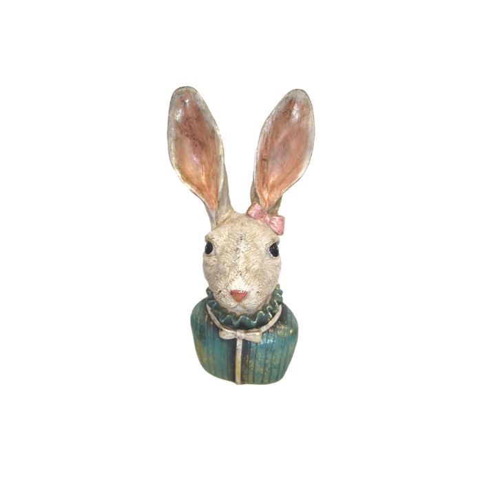 CONIGLIETTA IN RESINA VESTE AZZURRA