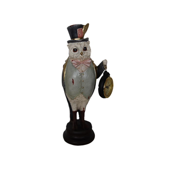 CIVETTA SU BASE IN RESINA CON OROLOGIO