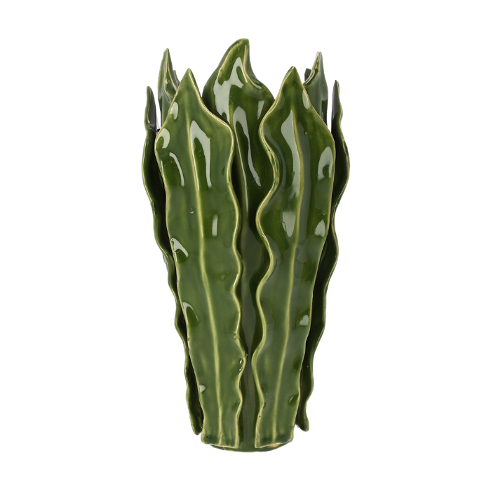VASO FOGLIE VERDI IN CERAMICA