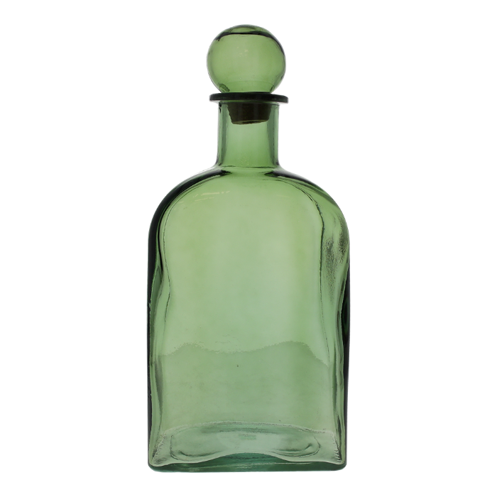 BOTTIGLIA CON TAPPO DECORATIVA IN VETRO
