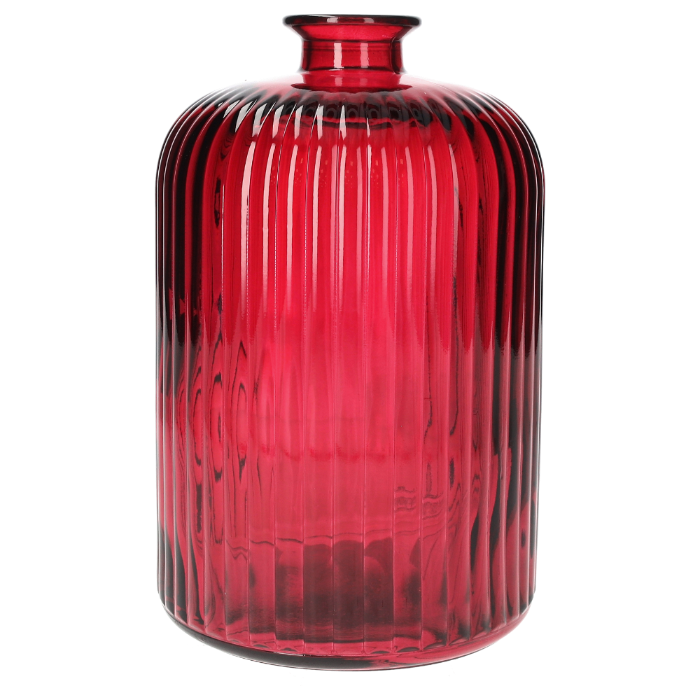 BOTTIGLIA RIGATA DECORATIVA IN VETRO MEDIA