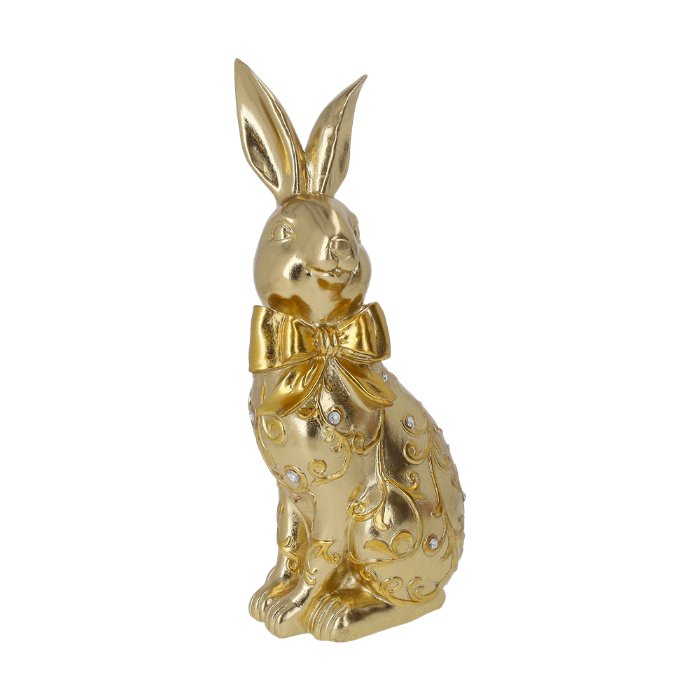 CONIGLIETTO DECORATIVO DORATO IN RESINA