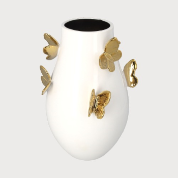 VASO IN CERAMICA BIANCO CON FARFALLE