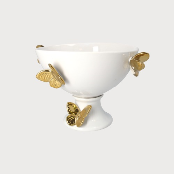 ALZATA DECORATIVA BIANCA CON FARFALLE