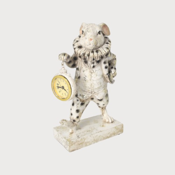 CONIGLIO DECORATIVO IN RESINA CON OROLOGIO