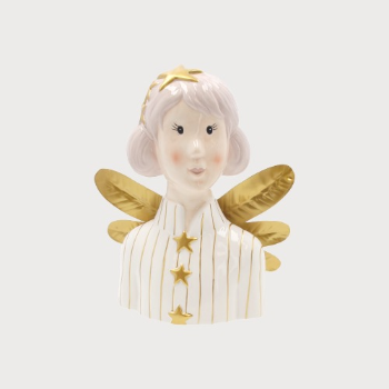 BUSTO ANGIOLETTO IN CERAMICA BIANCA E ORO 25x21x10