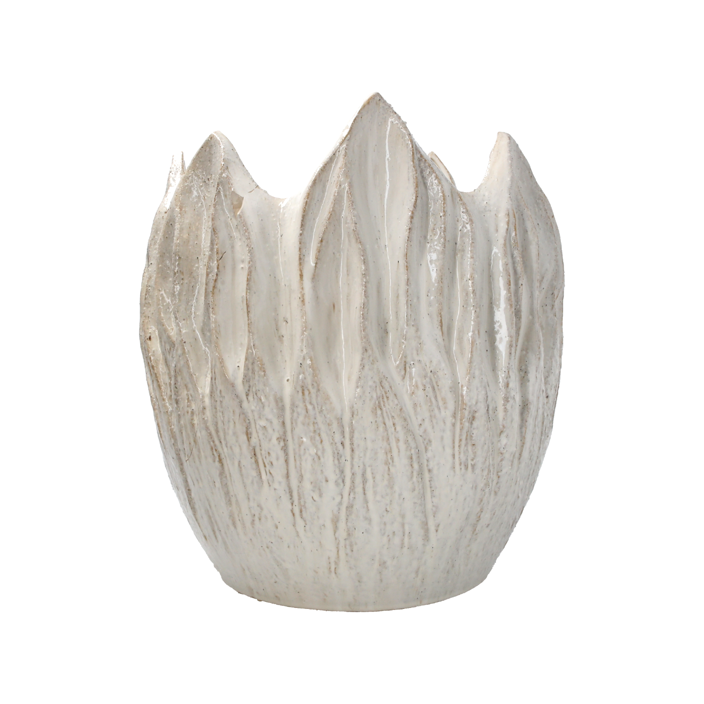 VASO DECORATIVO FOGLIE BIANCHE IN CERAMICA – H.40 CM