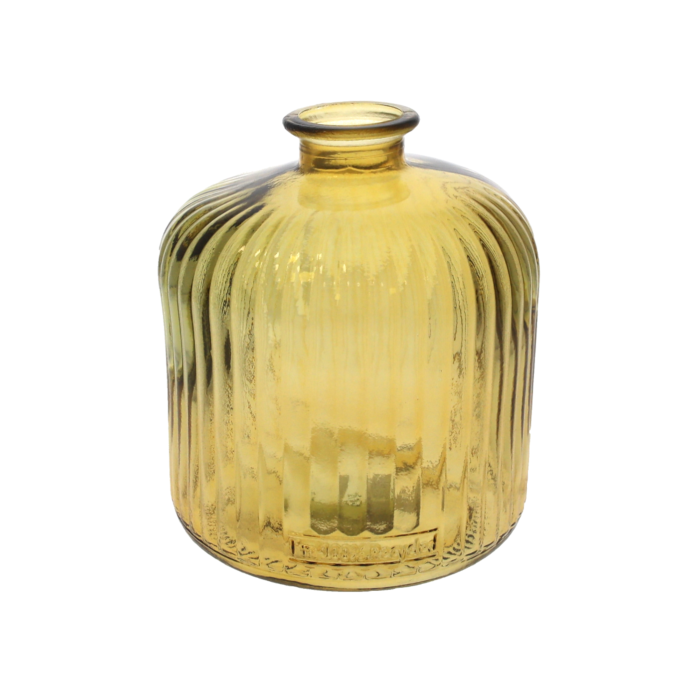 BOTTIGLIA RIGATA GIALLA IN VETRO H.17X14