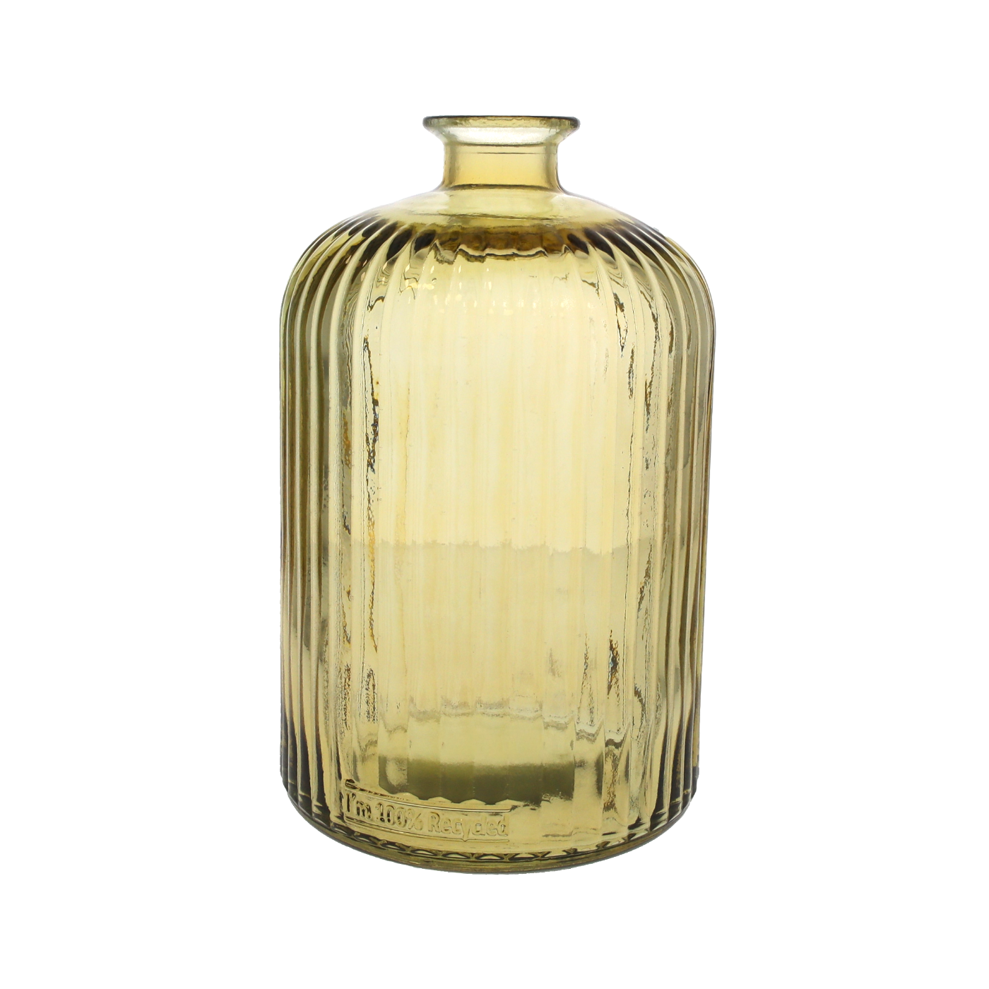 BOTTIGLIA RIGATA IN VETRO GIALLO H.23X14 