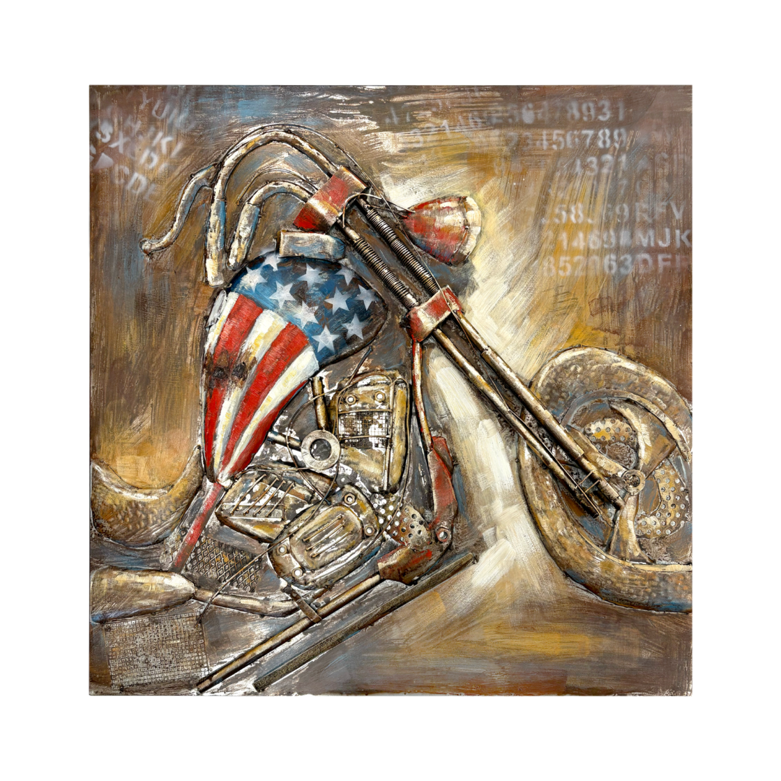 QUADRO DECORATIVO IN METALLO US CHOPPER 100X100X10 CM