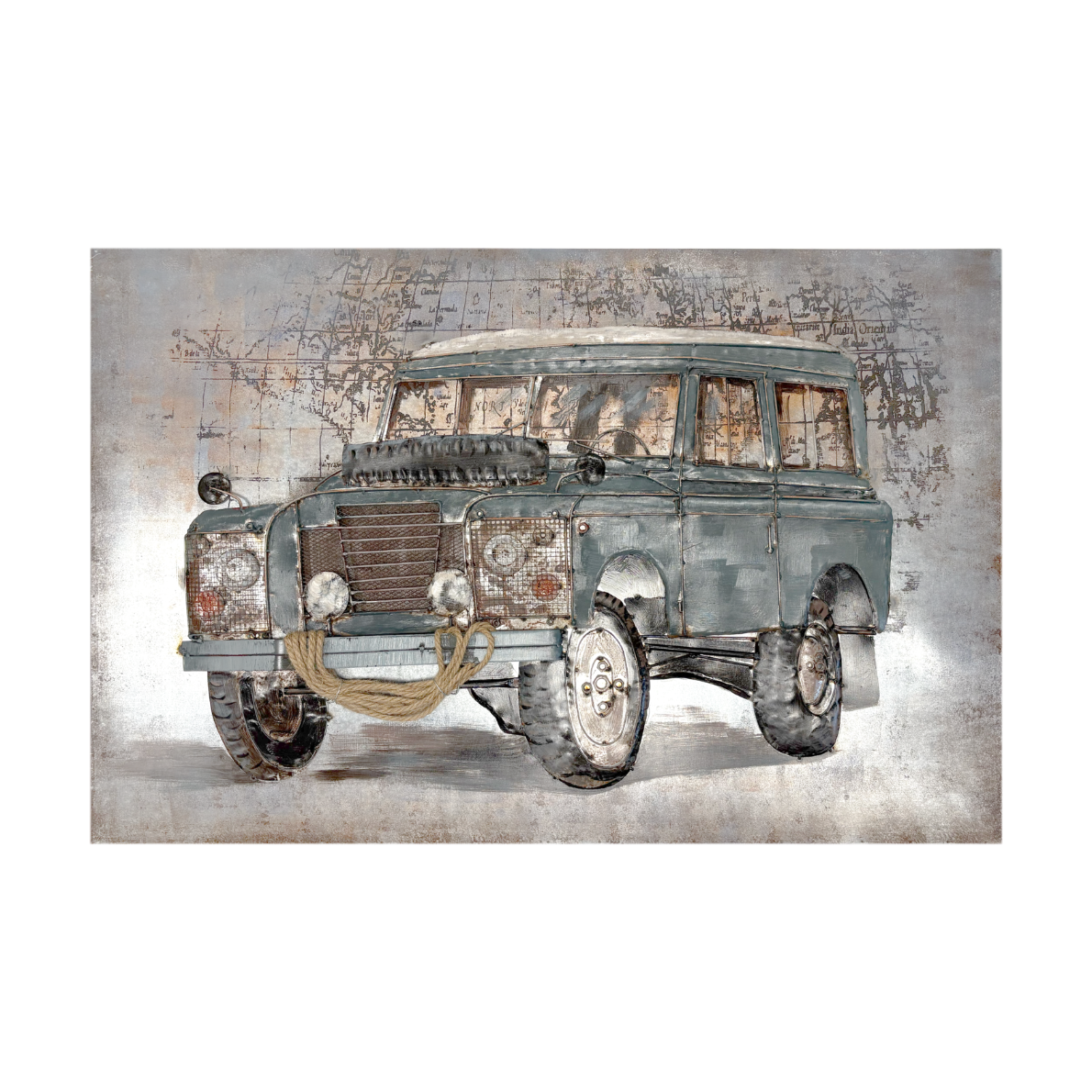 QUADRO DECORATIVO IN METALLO JEEP 120X80X8 CM