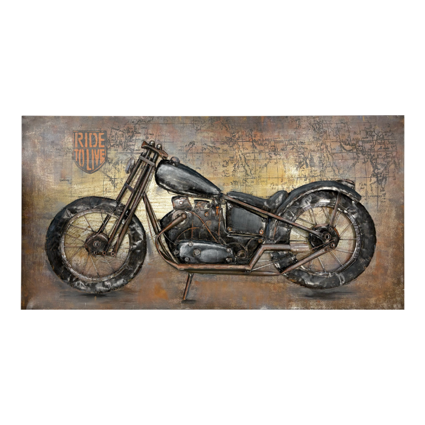 QUADRO DECORATIVO IN METALLO MOTORCYCLE 140X70X10 CM