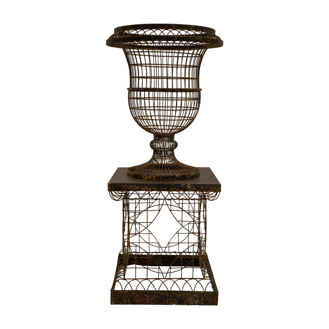 VASO CON BASE 40X40XH.92 CM – COLORE MARRONE RUGGINE