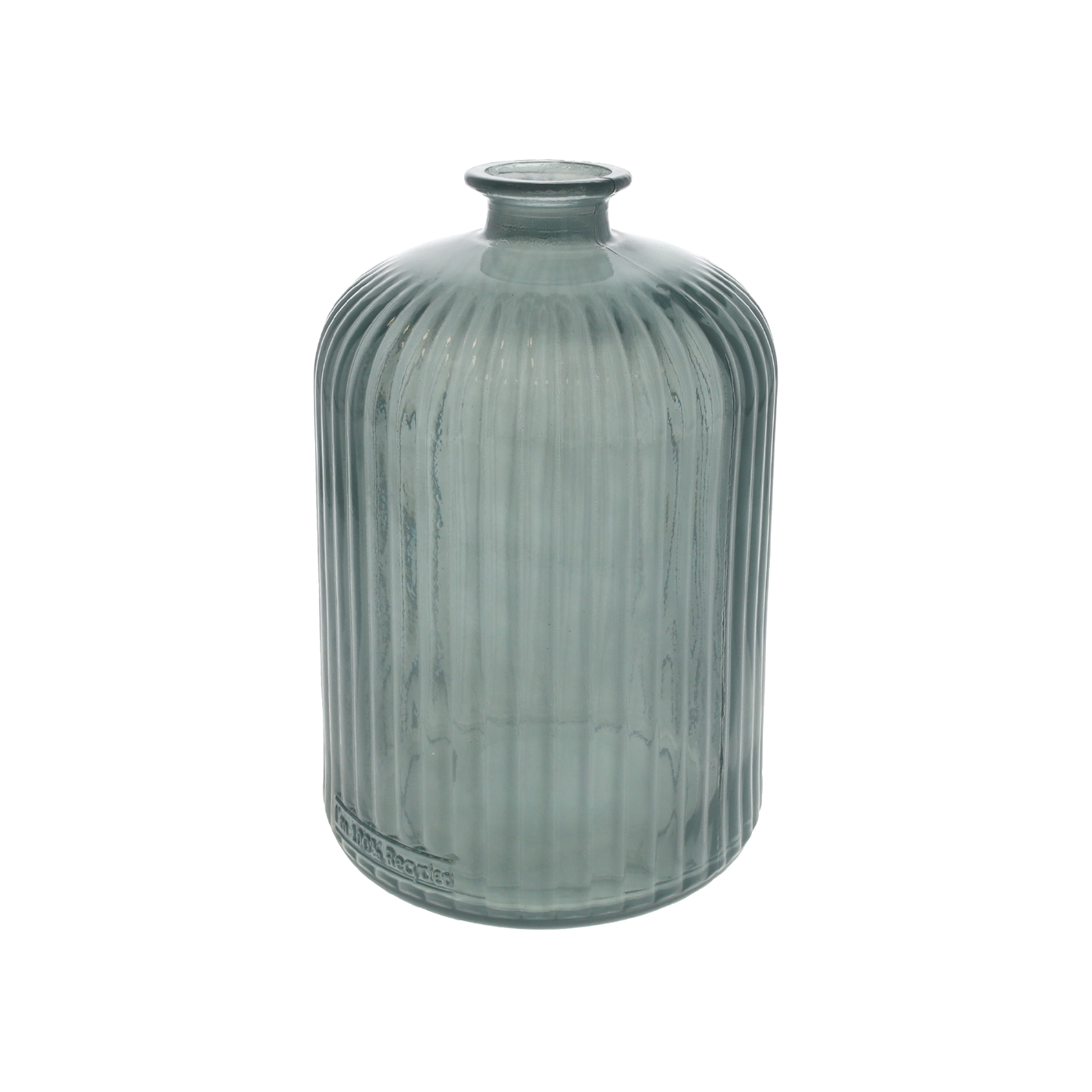 BOTTIGLIA DECORATIVA RIGATA ACQUAMARINA H.23 D.14 CM 