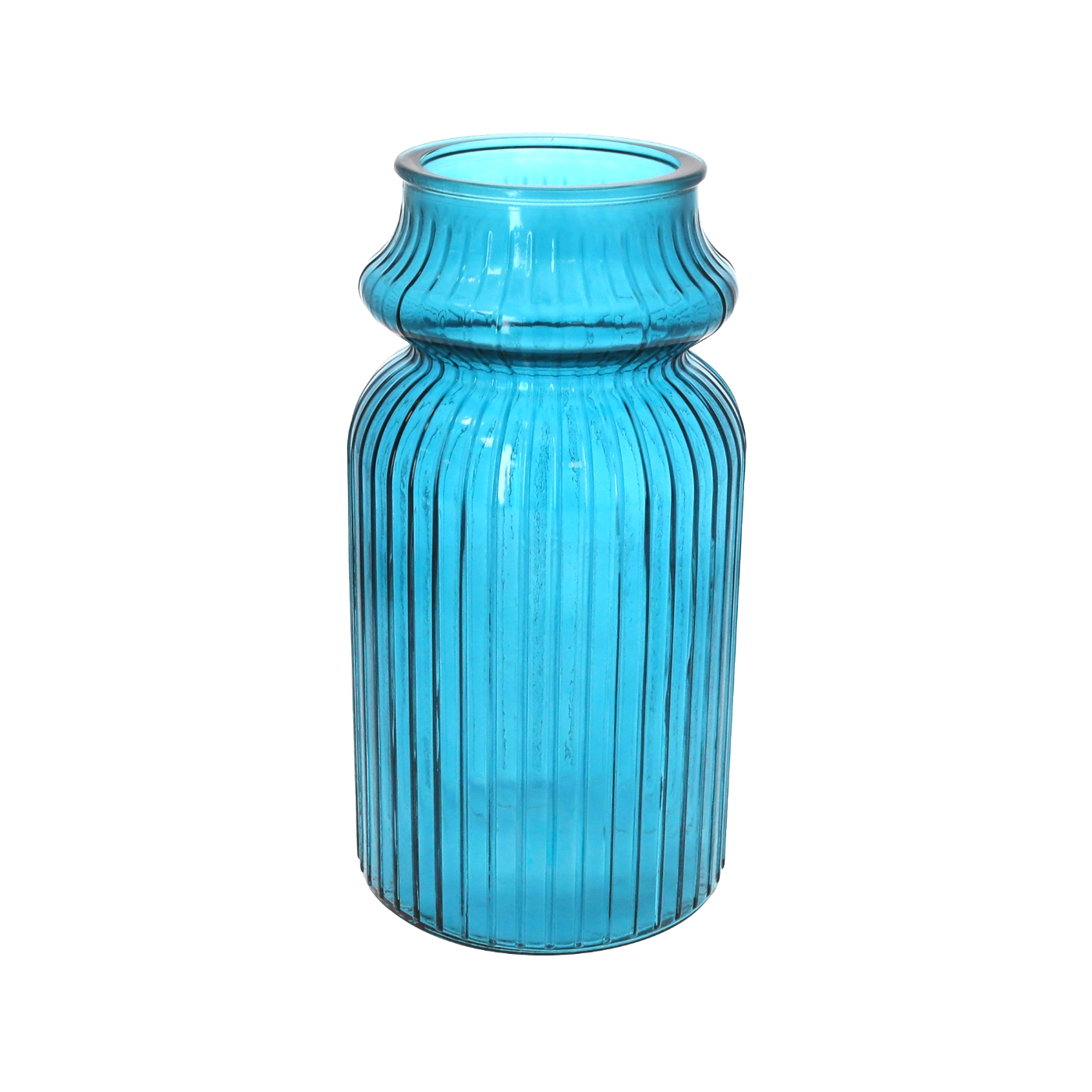 VASO DECORATIVO RIGATO BASSO TURCHESE H.29 D.14,5 CM