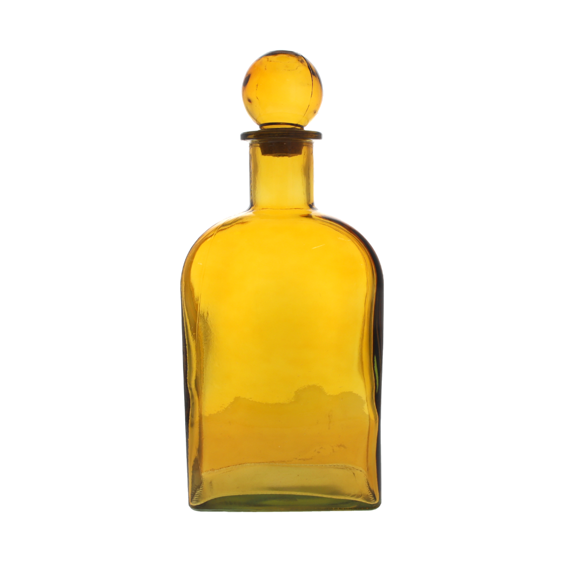 BOTTIGLIA DECORATIVA CON TAPPO IN VETRO GIALLA H.46 X 19 CM